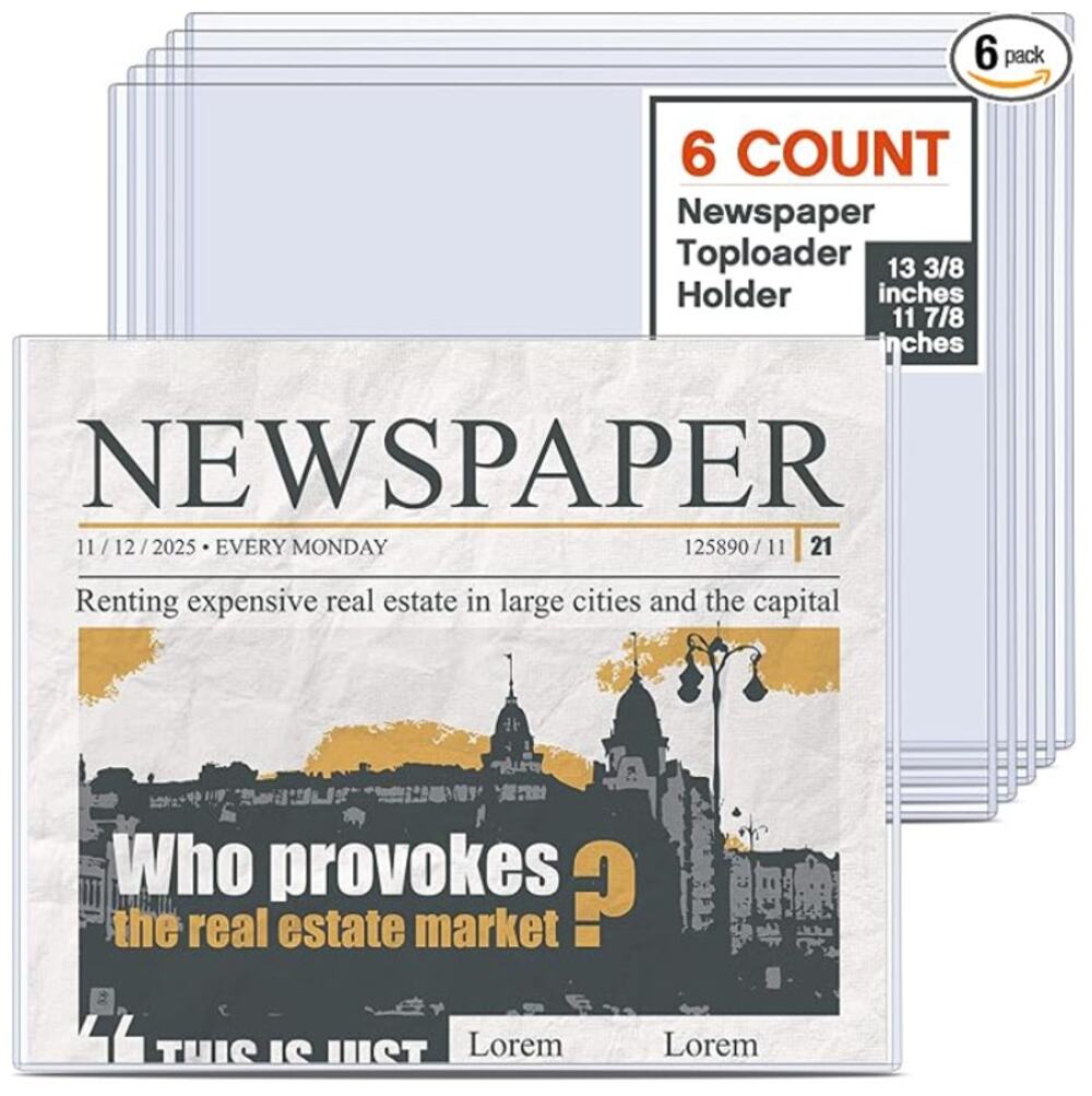 6 Pack Hard Newspaper Holder, Rigid PVC Protection Plastic Protector- Clear